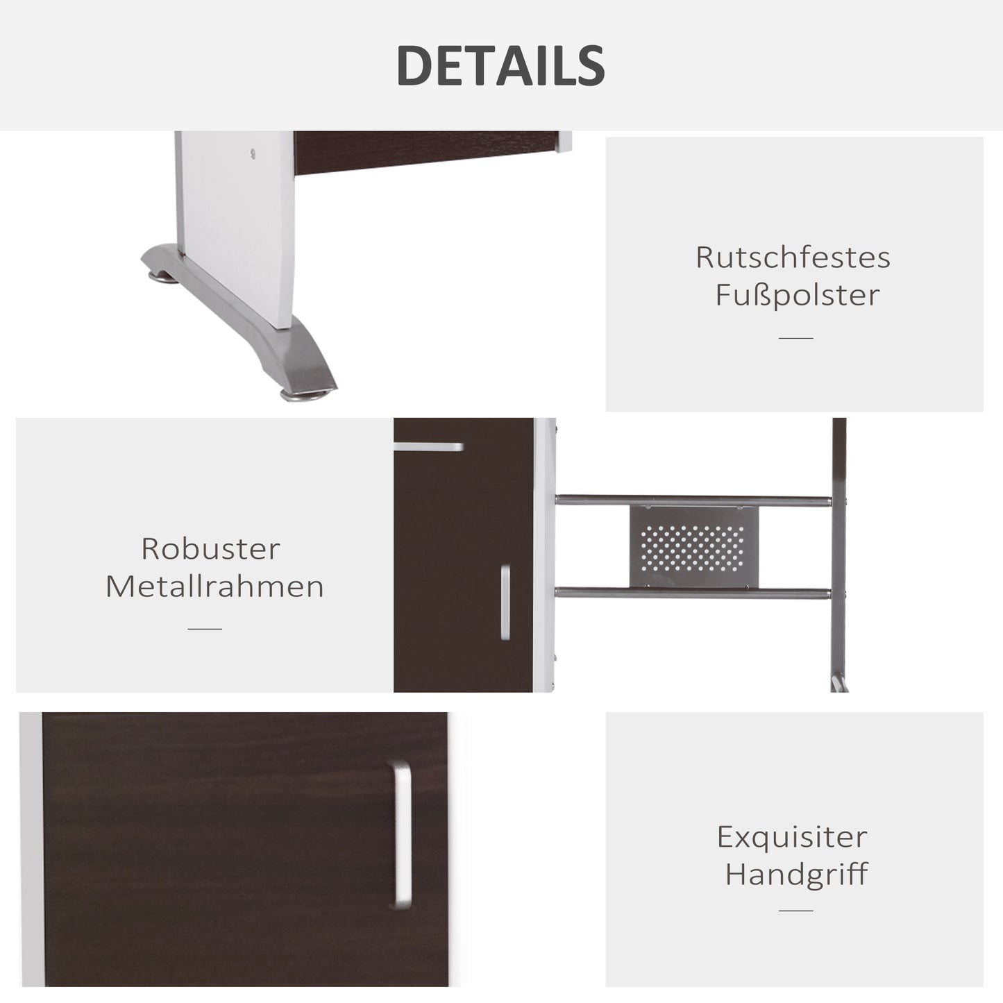 Computer Desk with Sliding Keyboard Tray Storage Drawers and Host Box Shelf Home Office Workstation (Black walnut)