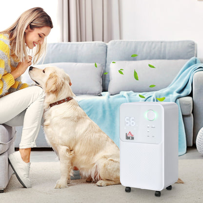 HOMCOM 12L/Day 2000ML Portable Quiet Dehumidifier for Home Laundry Room Bedroom Basement, Electric Moisture Air De-Humidifier 