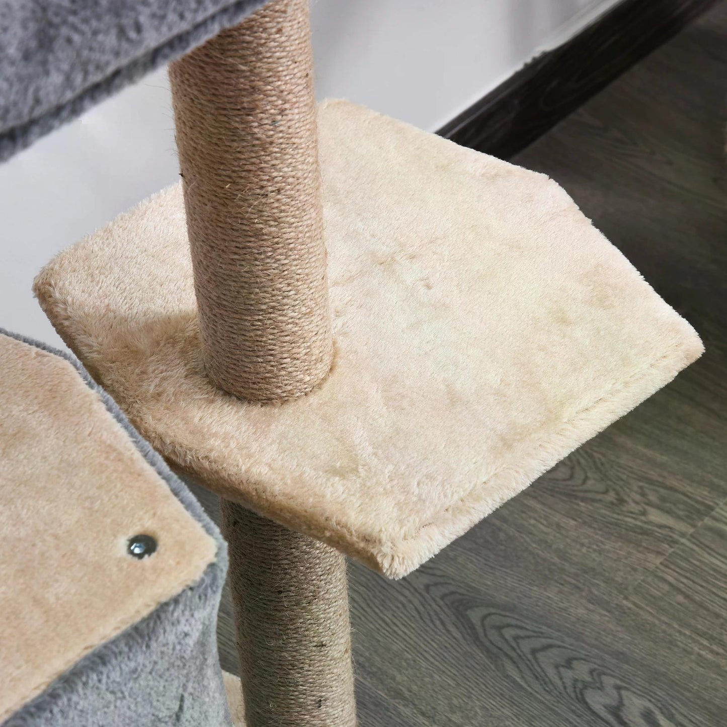 Cat Cave, 92cm Cat Tree Cat Tower, for Kitten, w/ Scratching Post, Cat Bed, Perch, Grey