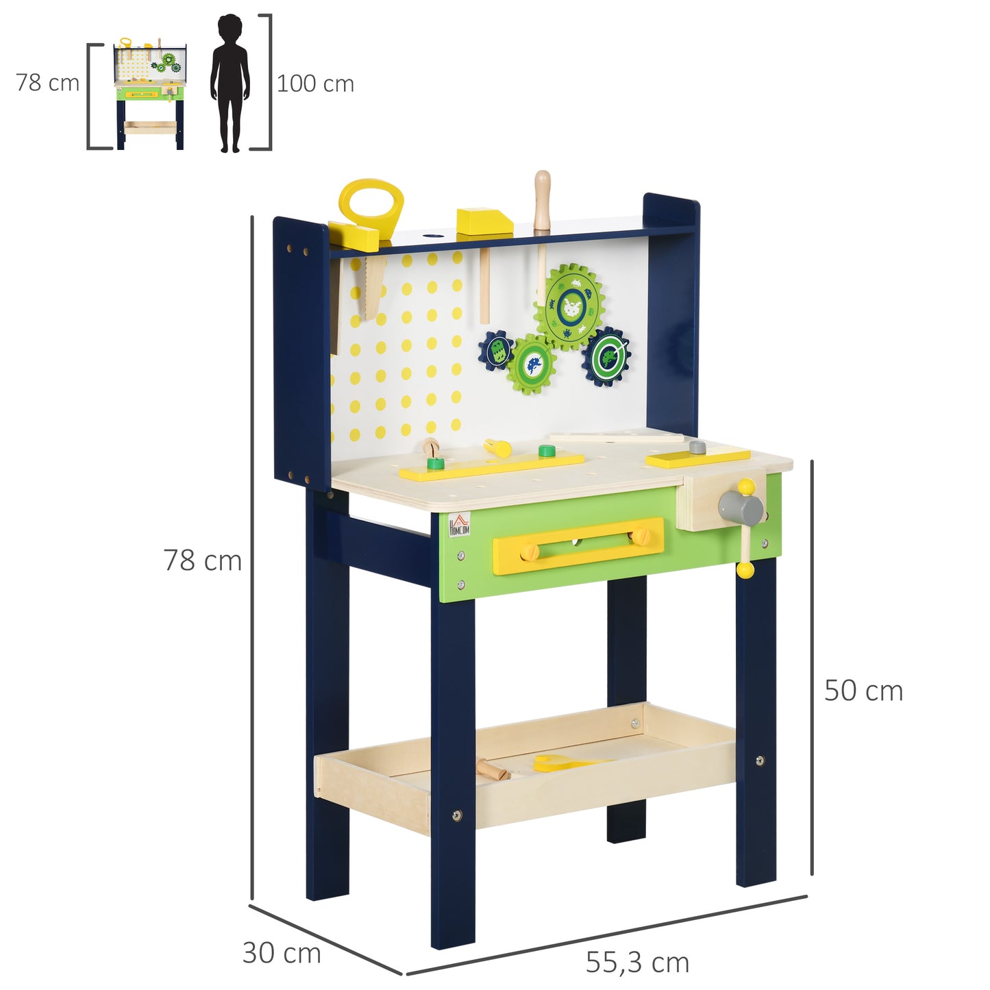 Wood Work Bench for Kids, Wooden Tool Toy Sets Play Tools Workbench Kids Tool Bench Pretend Play