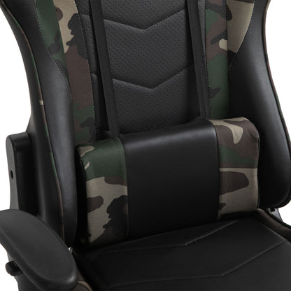 Reclining Gaming Chair, Ergonomic, w/Vibrating Lumbar Support, Headrest, High Back PU Leather , 360° Swivel, Black