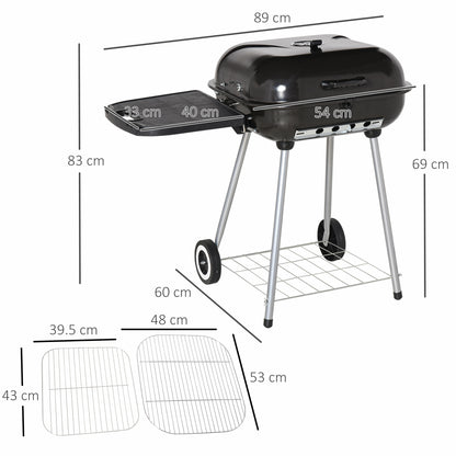 Portable Charcoal Steel Grill 22" BBQ Picnic Camping Backyard Cooking Smoker Heat Control W/Wheels Shelves