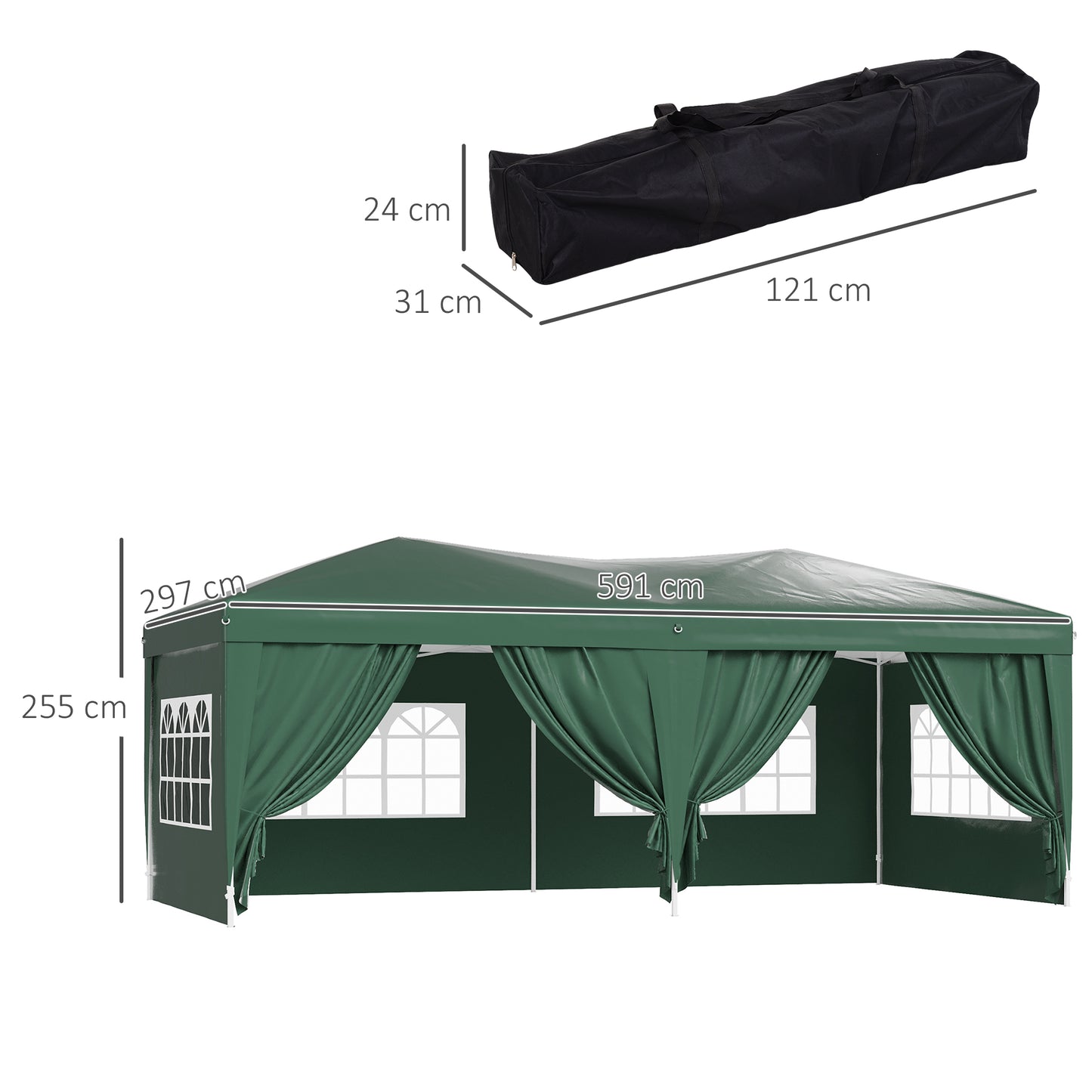 Pop Up Gazebo Marquee, size(6m x 3m)-Green