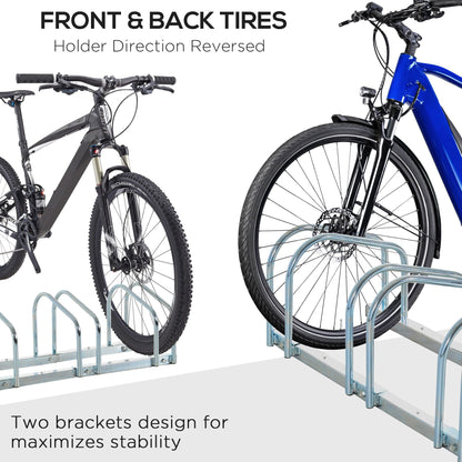 6-Bike Floor Parking Stand Silver