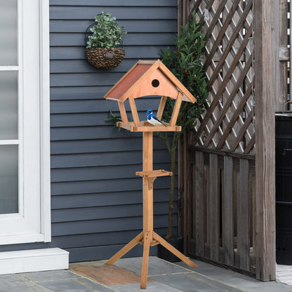 PawHut Bird Feeder Stand, Bird Table, Bird Feeding Station, Wooden, Freestanding for Garden Backyard Outside Decorative Pre-cut Natural