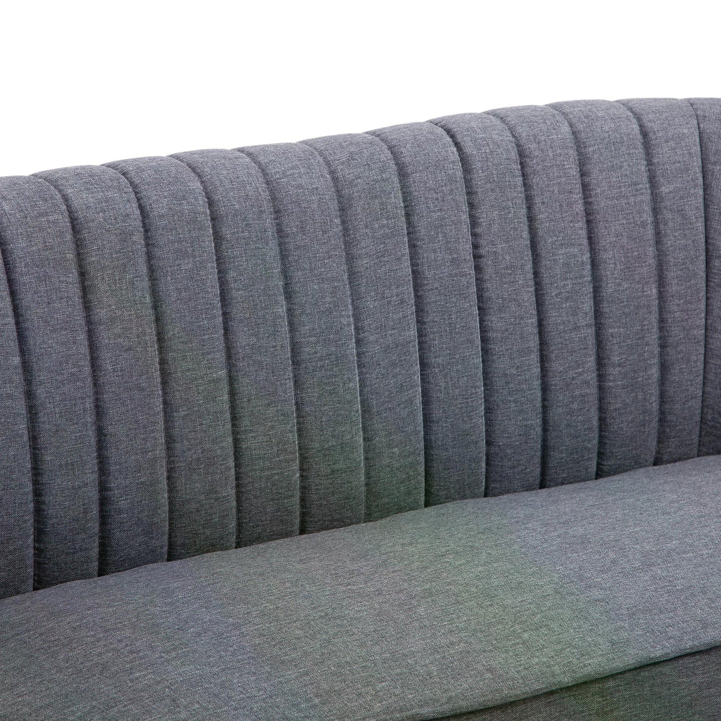 2-seater Loveseat, Armless, Double Seat, Padded Linen Wood Leg Dark Grey