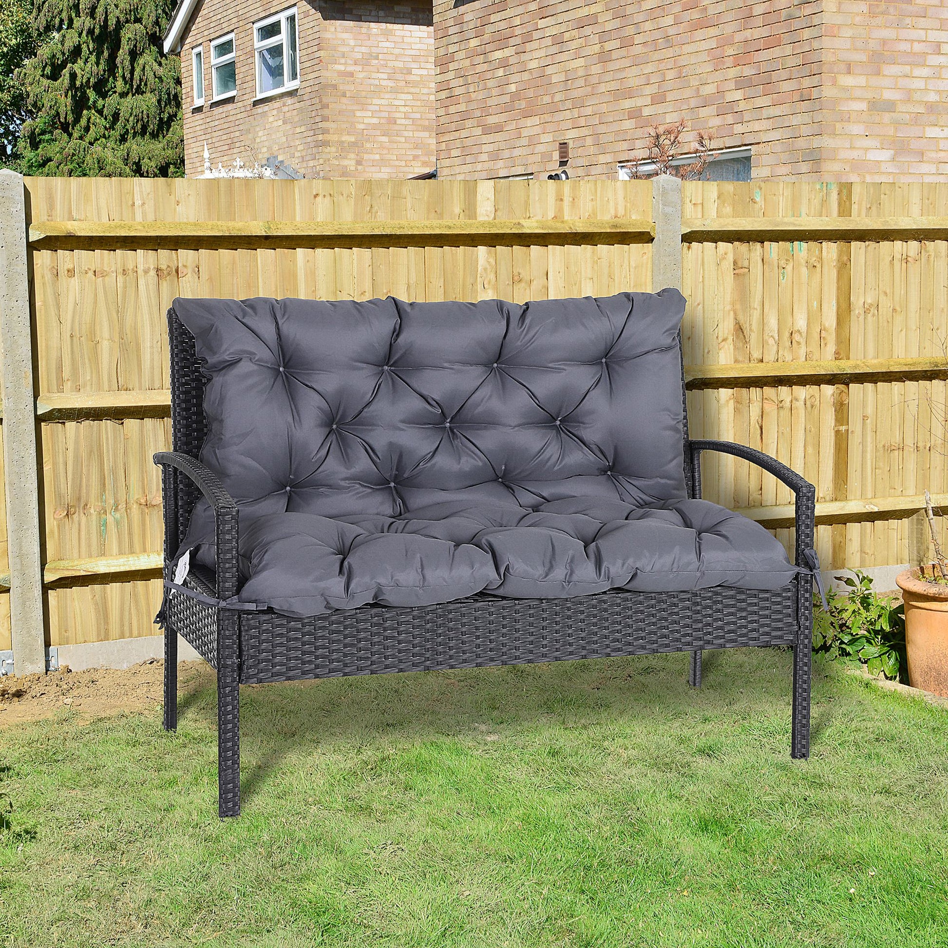 Outsunny 2-Seater Cushion,100Wx98Lx8T cm-Dark Grey