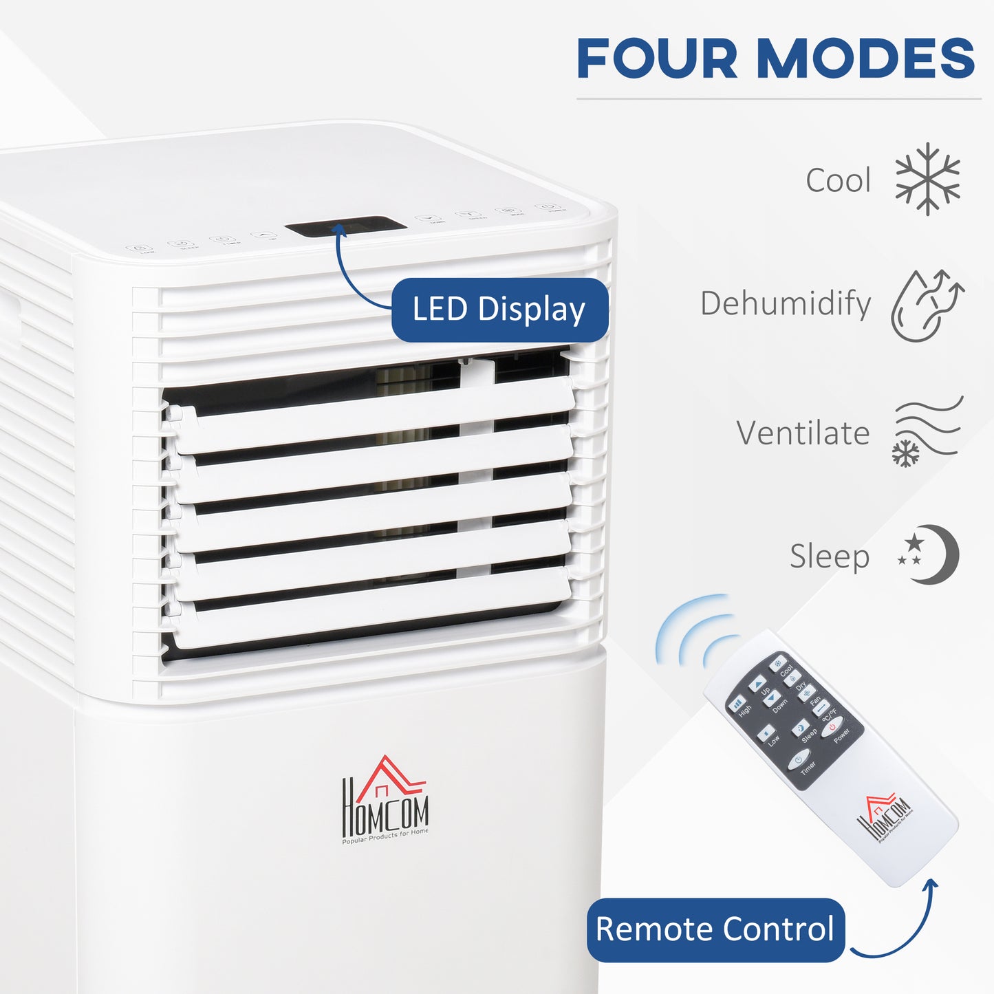 785W Compact Portable Mobile Air Conditioner Unit Cooling Dehumidifying Ventilating w/ Fan Remote LED Display