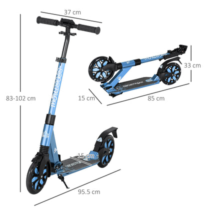 Adult Kick Scooter, with Dual Shock Absorber and ABEC-9 Bearing - Blue