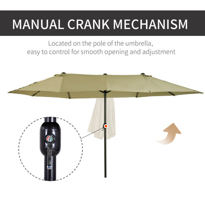 4.6m Double-Sided Patio Parasol Sun Umbrella-Tan