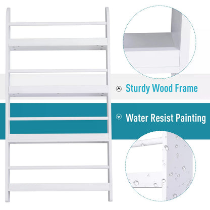 Wall/Standing Magazine Holders Book Rack Shelf 4 Tiers Water Resist Wood