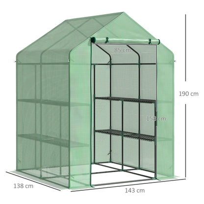 Walk in Garden house w/ Shelves Polytunnel Steeple  house Grow House Removable Cover 143x138x190cm