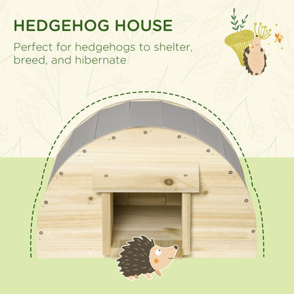 Hedgehog Home, Wooden, Small Animal Shelter Hibernation Home, with 2 Doors, for Garden, 40 x 30.2 x 23.5 cm, Natural