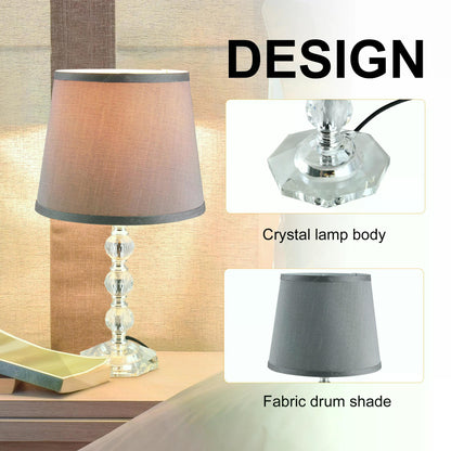 Crystal Glass Bedside Table Lamp Grey