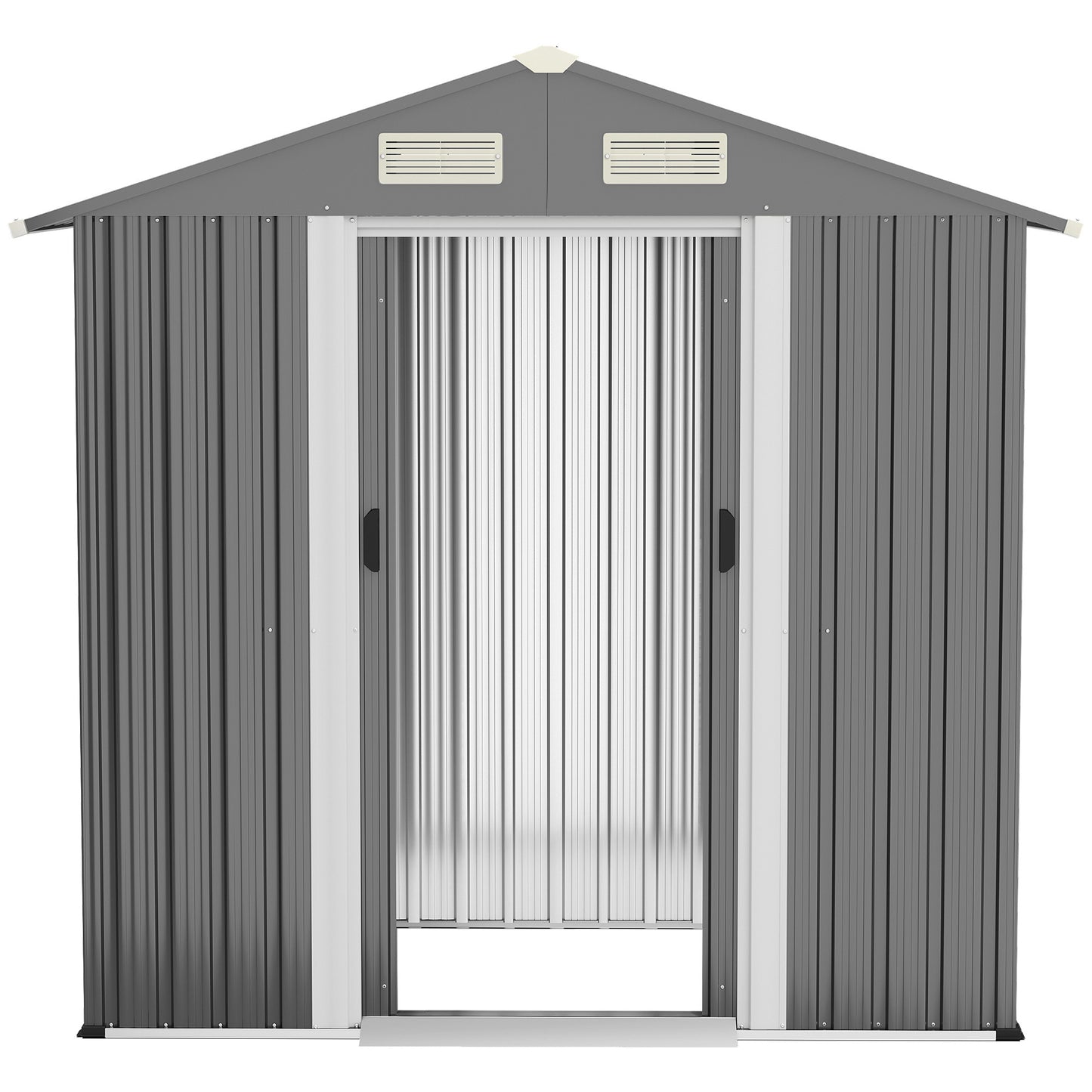 6x4ft Corrugated Steel Plate Garden Shed Grey