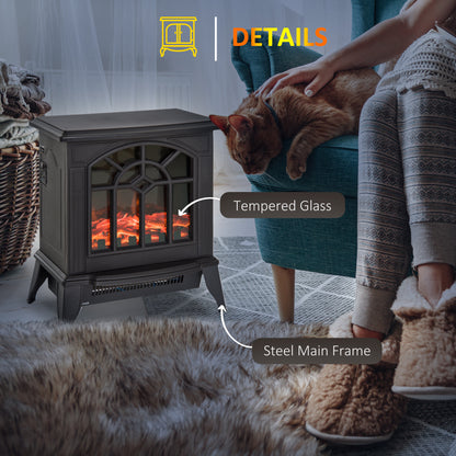 Electric Stove Fire, Electric Freestanding Fireplace, Flame Effect , w/ LED 900W/1800W Black