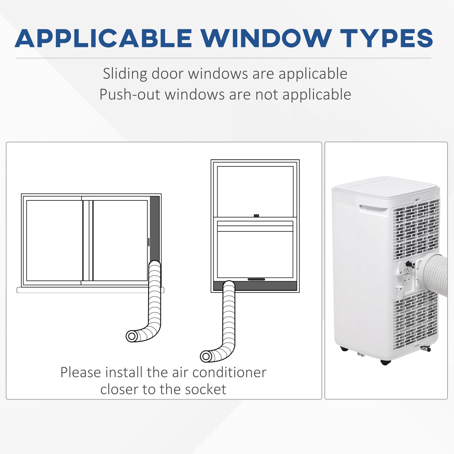 8000 BTU 4-In-1 Compact Portable Mobile Air Conditioner Unit Cooling Dehumidifying Ventilating w/Fan Remote LED Display 24 Hr Timer  Aosom IE