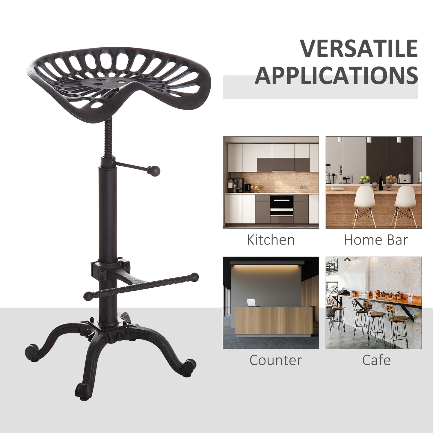 Adjustable Cast Iron Bar Stool