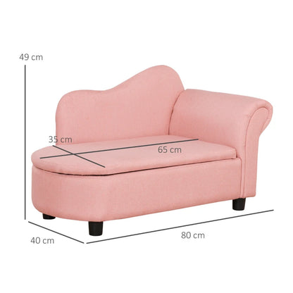 Toddlercouch, Kids Sofa, with Storage Compartment Pink