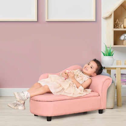 Toddlercouch, Kids Sofa, with Storage Compartment Pink