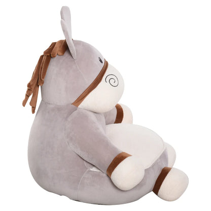 Toddlercouch, Cartoon Cute Donkey Multi-functional with Armrest Flannel PP Cotton 60 x 55 x 60cm Grey