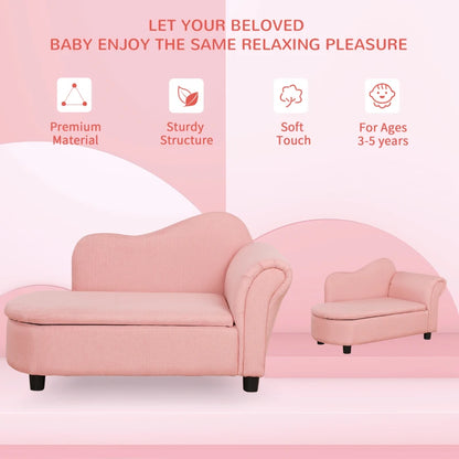 Toddlercouch, Kids Sofa, with Storage Compartment Pink