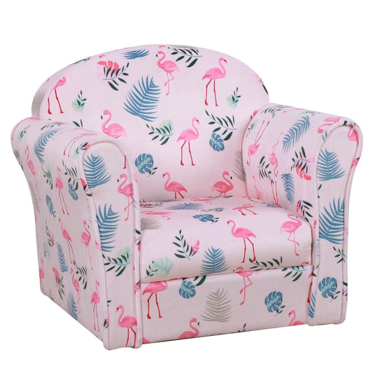 Children Kids Mini Sofa Armchair Made of Polyester Very Comfortable Pink Flamingo and Safe Non-Slip Feet Suitable for Watching Movies and Playing Games